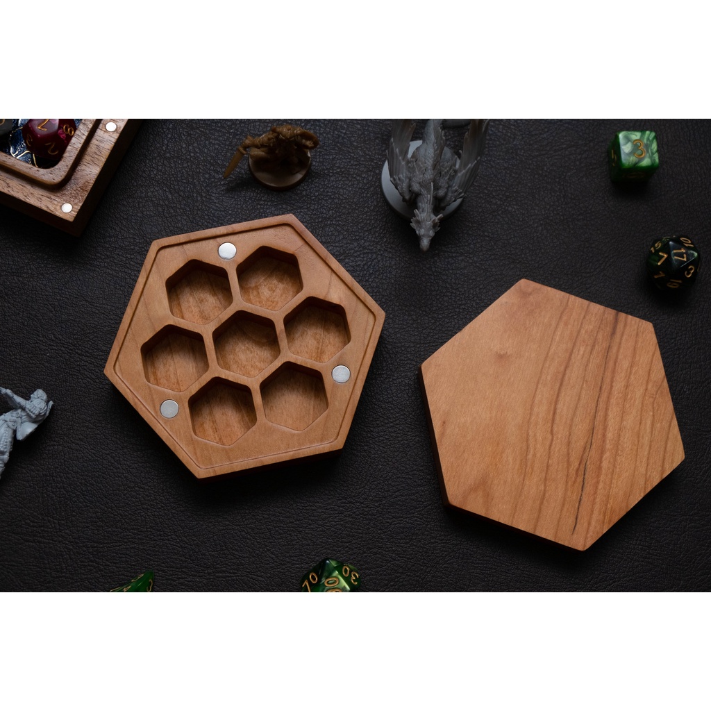 Dice Box DnD | NETURAL CHERRY WOOD | Dice Vault | RPG Dice Set | Dungeons and Dragons Dice | DnD Dic