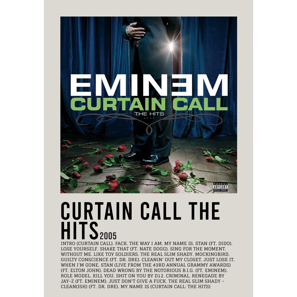 Aesthetic Poster Wall Curtain Call The Hits อัลบั้มโดย eminem rapper อันโด่งดัง