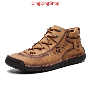 (DINGDINGSHOP) รองเท้าบูทหนัง ลําลอง สวมหุ้มข้อ แฟชั่นสําหรับผู้ชาย สไตล์วินเทจ ขนาดใหญ่