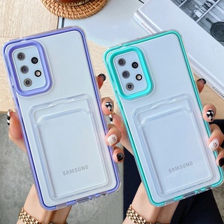 เคสโทรศัพท์มือถือ แบบนิ่ม กันกระแทก Samsung A12 A32 4G A42 A22 A52 A72 5G เคสใสใส่บัตร ใส่รูป