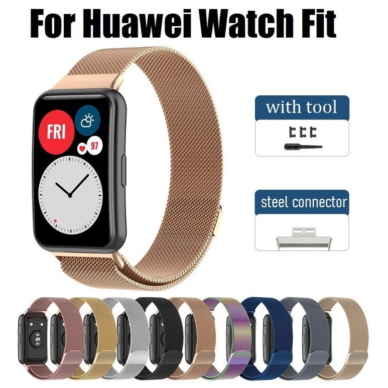 สายนาฬิกา Compatible For huawei watch fit สาย  huawei watch fit new /  huawei watch fit SE สาย เหล็ก