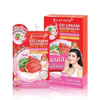 จุฬาเฮิร์บ ดีดีครีมแตงโม แบบซอง DD แตงโม DD CREAM WATERMELON SPF50 PA+++ . (1 ซอง) ขนาด 8 มล.