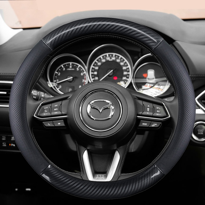 ปลอกหนังหุ้มพวงมาลัยรถยนต์ กันลื่น 38 ซม. อุปกรณ์เสริม สําหรับ Mazda 2 3 5 6 8 RX MX CX30 CX5 CX7 CX3 CX9 Atenza AXELA
