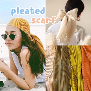 - PLEATED Scarf☀️ผ้าซาตินอัดพลีท 20 สี ผ้าโพกหัว ซาตินอัดพลีท ใช้พันคอ ผูกผมน่ารักมากค่ะ -