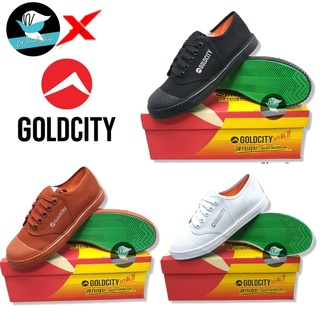 Goldcity รองเท้านักเรียน รองเท้าผ้าใบ โกลซิตี้ ดำ/ขาว/น้ำตาล…