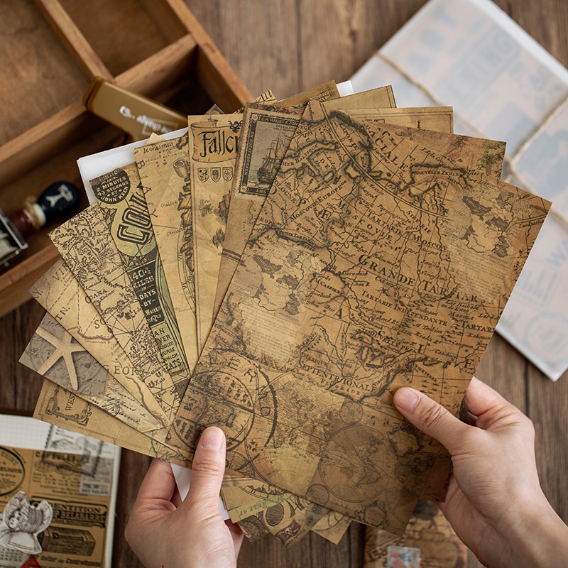 10 แผ ่ นกระดาษเขียน Vintage Scrapbook กระดาษ 14.8 X 21 ซม.อัลบั ้ มสมุดภาพรูปแบบสําหรับตกแต ่ งกระดาษเชิญ Crafting