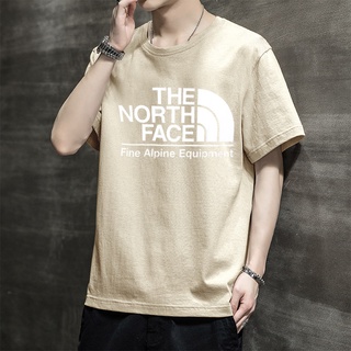 Thenorthface เสื้อยืดคอกลม แขนสั้น พิมพ์ลายทางเหนือ เหมาะกับฤดูร้อน สําหรับผู้ชาย