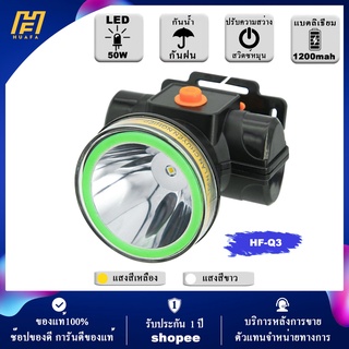 [รับประกัน 1 ปี] LED ไฟฉายคาดหัว ดำน้ำ แบตเตอรี่ลิเธียม1200mAh ขนาดเล็ก ไฟฉายติดหน้าผาก หัวไฟ กรีดยาง