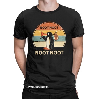 เสื้อยืดสไตล์เกาหลี Mannen Vrouwen Tee Shirt Noot Noot Pingu pinguïn Meme Gift Grappig Premium Katoen Tee Shirt ฮาราจูกุ