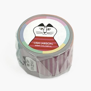 Masking Tape เทปตกแต่ง Lisa Larson จากญี่ปุ่น ลายแมว Mikey แนวตั้ง colorful ม้วนใหญ่ ขนาด 3 x 10 ม.