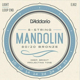 DAddario® EJ62 Mandolin String สายแมนโดลิน เบอร์ 10 แบบ 80/20 Bronze (Light, 10 - 34) ** Made in USA **