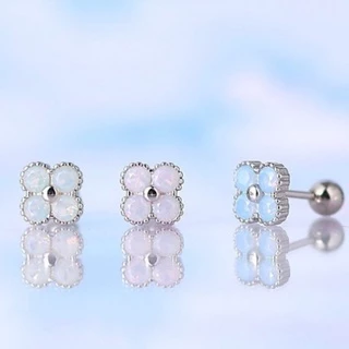 earika.earrings - opal clover piercing จิวหูเงินแท้จี้ดอกโคลเวอร์โอปอล (มีให้เลือก 3 สี) เหมาะสำหรับคนแพ้ง