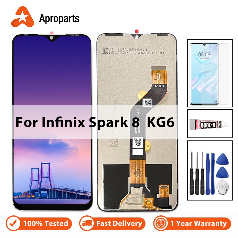 ทดสอบ 100% LCD สําหรับ Tecno Spark 7 7T 8 KF6 KF6j KF6p KG6k จอแสดงผล Touch Screen Digitizer Assembl