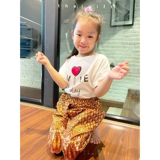 โจงกระเบนเด็ก ชายและหญิง ชุดลอยกระทง ลายไทย ชุดไทย ชุดลายไทย มี5 สีให้เลือก โจงกระเบน ชุดเด็ก กางเกงเด็ก