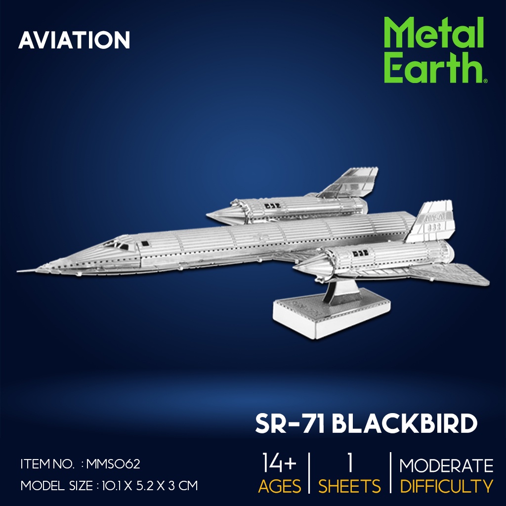 โมเดลโลหะ 3 มิติ เอสอาร์-71 แบล็คเบิร์ด SR-71 Blackbird MMS062 แบรนด์ Metal Earth ของแท้ 100% สินค้า