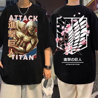 เสื้อยืดครอปใหม่ เสื้อยืดผ้าฝ้าย 100% พิมพ์ลายอนิเมะ Attack on Titan Armored Titan 90s แฟชั่น สไตล์ญี่ปุ่น สําหรับผู้ชาย