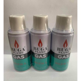 แก๊สกระป๋อง แก๊สเติมไฟแช็ค (แพค 3) BUGA GAS REFILL กระป๋องกลาง 130กรัม