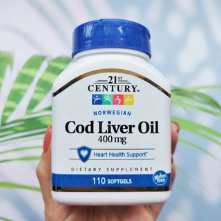 น้ำมันตับปลา จากประเทศนอเวย์ Norwegian Cod Liver Oil 400mg* 110 ซอฟท์เจล excellent source of Vitamin A+D3 (21st Century)