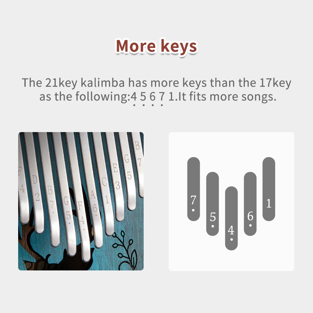 Cega 21 Key Kalimba 17 Key Thumb Piano Mahogany Wooden Mbira Musical ...