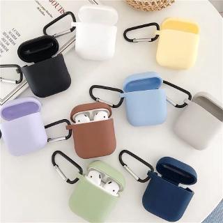 เคสหูฟังซิลิโคน พร้อมคาราบิเนอร์ สีพื้น สําหรับ AirPods i12 TWS