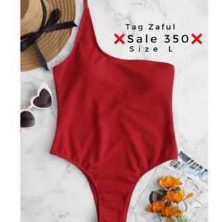 NEW IN💥💥 ชุดว่ายน้ำ #zaful  Ribbed one shouldder backless swimsuits size L