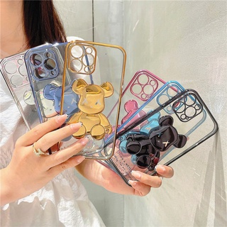 เคส Iphone 7 8 Plus Xs Max Xr 11 12 13 Pro Max เคสโทรศัพท์มือถือ ซิลิโคน ใส ลายหมี หลากสี  เคสไอโฟน 12