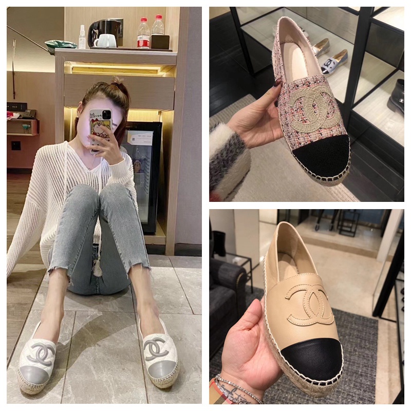 ไม ่ มีกล ่ อง--รองเท ้ าไม ่ มีส ้ นหนังแกะEspadrilles ใหม ่