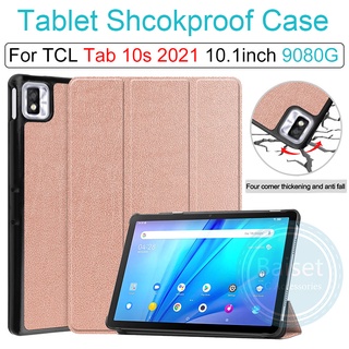 เคสแท็บเล็ต หนัง PU พับได้ ปรับได้ สําหรับ TCL Tab 10s 9080G 2021 10.1 นิ้ว