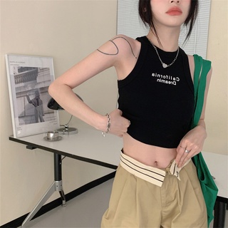 Suxi เสื้อแขนกุด พิมพ์ลายตัวอักษร เข้ากับทุกการแต่งกาย แฟชั่นฤดูร้อน สําหรับผู้หญิง