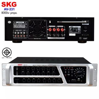 SKG รุ่น AV-331  เครื่องแอมป์ขยายเสียง 8 0 0 0 W(สีดำ-หน้าเงิน) PRO AUDIO