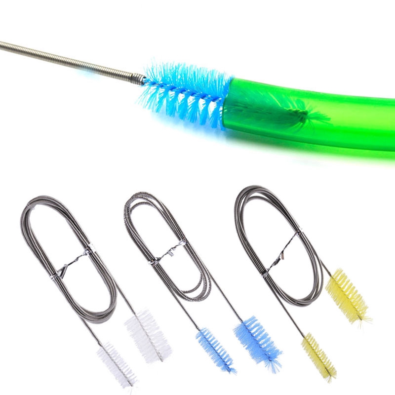 1.55m Aquarium Water Tube Cleaner Brush Double Head Brush เครื่องมือทําความสะอาดสําหรับปั๊มกรอง Inlet