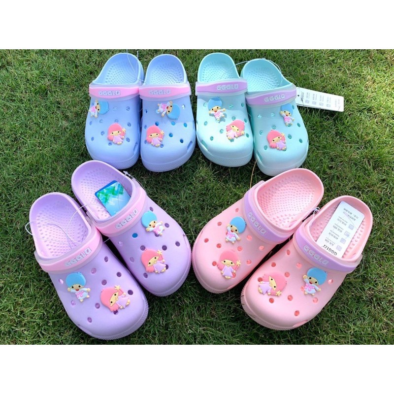 ♦✖✓🔥พร้อมส่ง🔥รองเท้าแตะยางนิ่มแบบสวมรัดส้น Little Twin Stars ลิตเติ้ลทวินสตาร์ รองเท้าหัวโต น้ำหนักเ