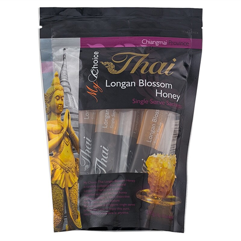 มายช้อยส์ไทยน้ำผึ้งดอกลำไย 12กรัม แพค 16ซอง My Choice Thai Longan Flower Honey 12 grams, pack of 16 