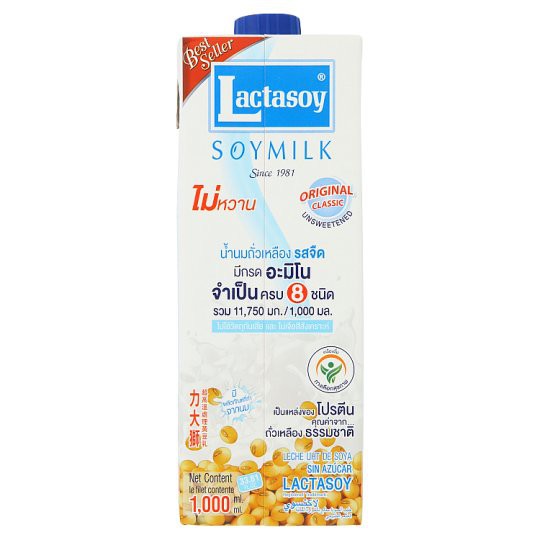 ✨ขายดี✨ แลคตาซอย น้ำนมถั่วเหลือง ยูเอชที รสจืด 1000มล. Lactasoy UHT Soy Milk Plain Flavor 1000ml