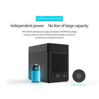 Orico 5 Bay 3.5 นิ้ว Type-C Hard Drive Enclosure SATA3.0 3.5 ใน HDD Case รองรับ UASP MAX 90TB(DS500)