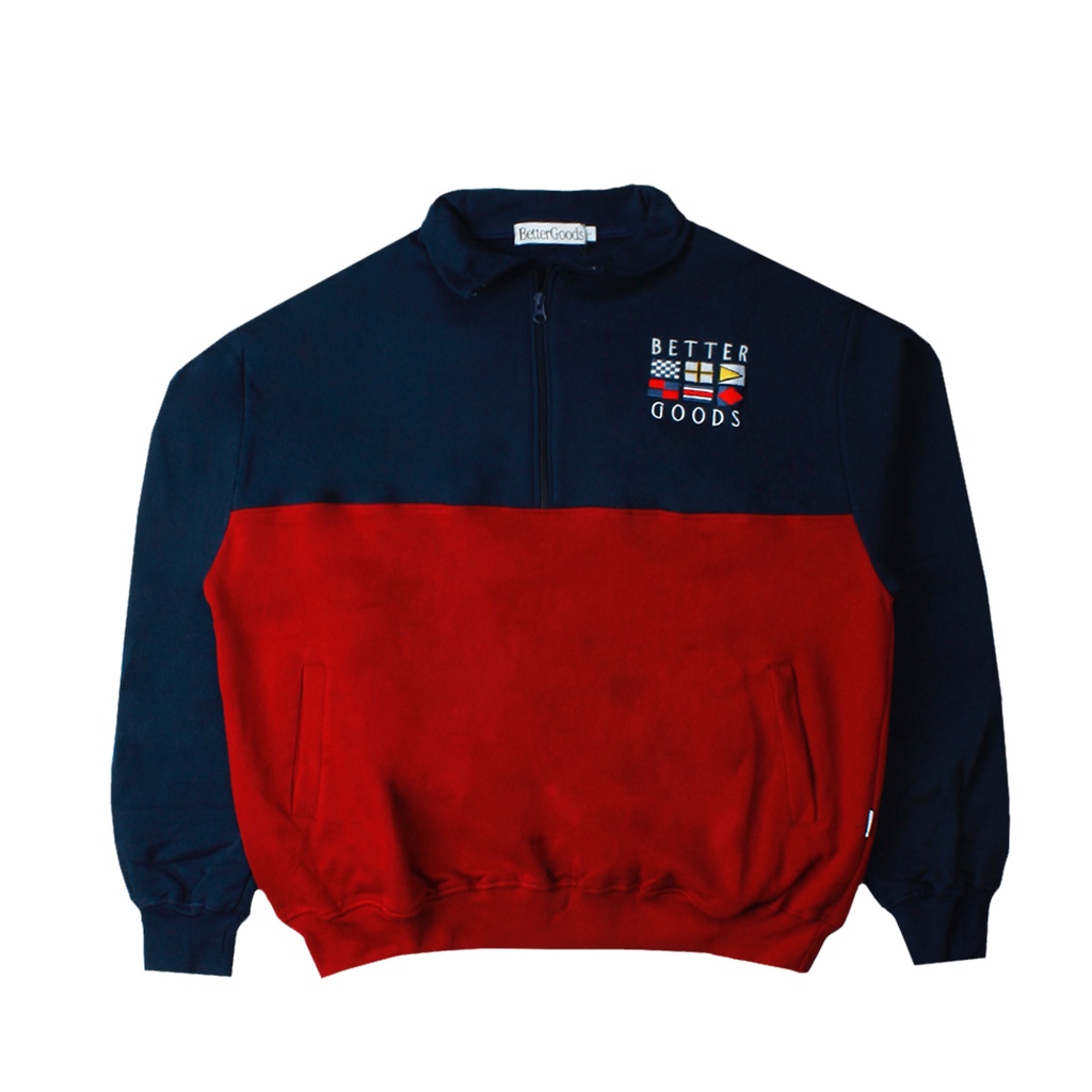 Better Goods - Quarter Zip Two Tone Navy & Red