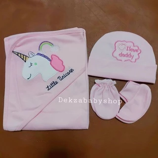 🇹🇭พร้อมส่ง งานใหม่ล่าสุด เซ็ตผ้าห่อตัวเด็ก ผ้าห่อตัว หมวก มือเท้า
