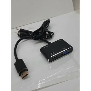 [ลด15% โค้ดGMQC296] ตัวแปลง HDMI ออกจอ  VGA และ HDMI มีไฟเลี้ยง สามารถต่อเสียงได้ สัญญานดีแข็งแรงทนทาน