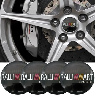 4pcs 56mm คาร์ล้อศูนย์หมวกฝาปิดป้ายสติกเกอร์ขอบ Ralliart สำหรับ mitsubishi