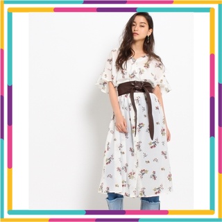 🍭Ozoc112: Ozoc White Floral Dress เดรสผ้าชีฟองเนื้อไม่หนา ใส่เป็นเสื้อคลุมตัว