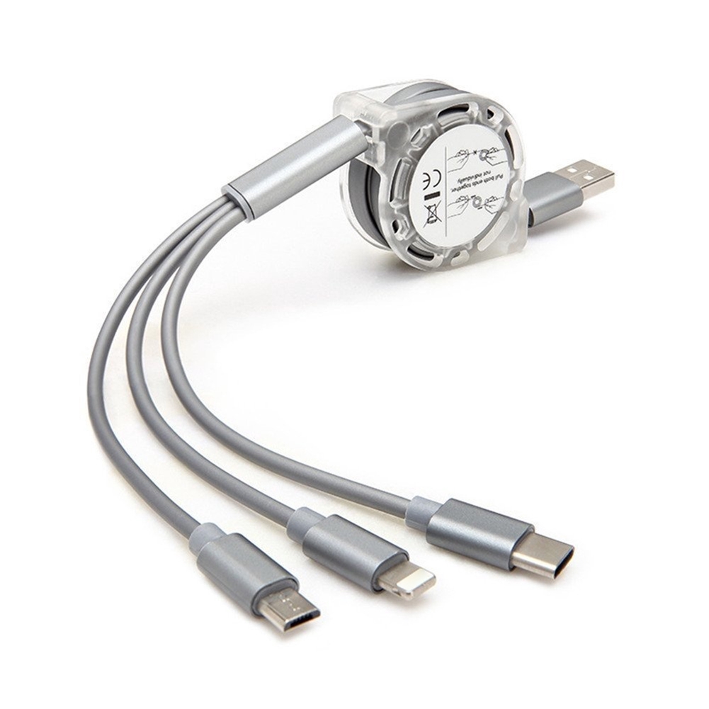 Multi USB Charger Cable Retractable 3 In 1 Multiple Charging Cord ...