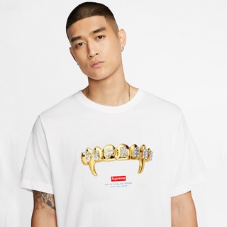 เสื้อยืดวินเทจ - แฟชั่นผู้ชายแขนสั้นเสื้อยืด Suprme Grillz ฟันทองกราฟิก Tees ฮิปฮอปสตรีทแวร์เสื้อผ้