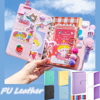 Kawaii กระเป๋าหนัง Pu ขนาด A6 มีซิป สําหรับใส่โน้ตบุ๊ก โน้ตบุ๊ก