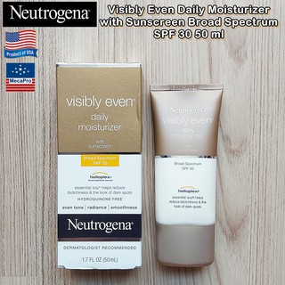 50% ราคา Sale!!! Neutrogena® Visibly Even® Daily Moisturizer + Sunscreen SPF 30 50 ml นูโทรจีนา มอยส์เจอไรเซอร์บำรุงผิว