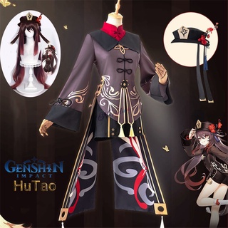 Genshin Impact Hutao Cosplay Costume Uniform Wig Cosplay Anime Game Hu Tao Chinese Style Halloween Costumes For Women