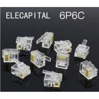 Di Shop 10หัว หัวโทรศัพท์ 6P6C (RJ11 แบบ6เขี้ยว เสียบสาย6คอร์) Modular jack for TEL RJ11 6P6C[6Pin]