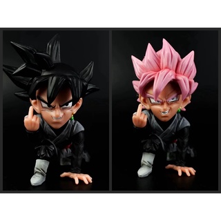 ตุ๊กตาฟิกเกอร์ Super Saiyans Despise.Vertical Middle Finger Pink Hair Goku Zamas Q Version ผมสีดํา♠