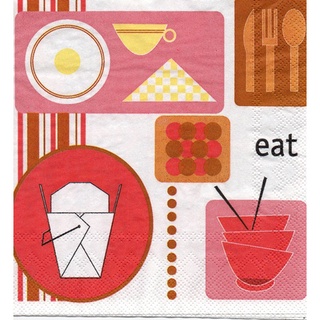 Pladao Napkin ภาพ สัญญลักษณ์ Eat Lounge Dring Toast Symbol กระดาษ แนพกิ้น สำหรับงานศิลปะ เดคูพาจ decoupage ขนาด L 33x33