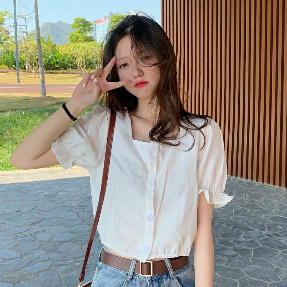 เสื้อเบลาส์คอทรงสี่เหลี่ยมสไตล์ฝรั่งเศสสําหรับผู้หญิง 2021