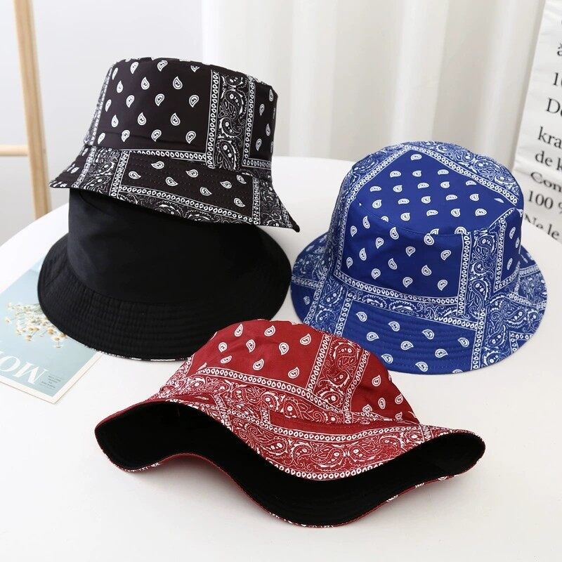 หมวกบักเก็ต ลายBandana  หมวกลายวินเทจ  cotton100% Classic D ใส่ได้2ด้าน A25